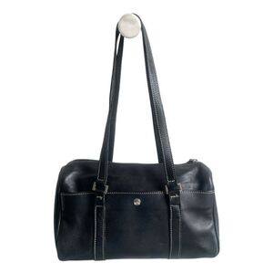 Roots Black Genuine Leather Shoulder Handbag Purse Made in Canada Bag Y2K